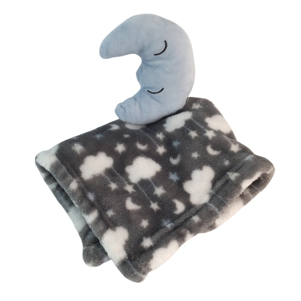 Hudson‎ Baby HB Security Blanket Lovey 14" Gray Blue Moon Stars Clouds 2020